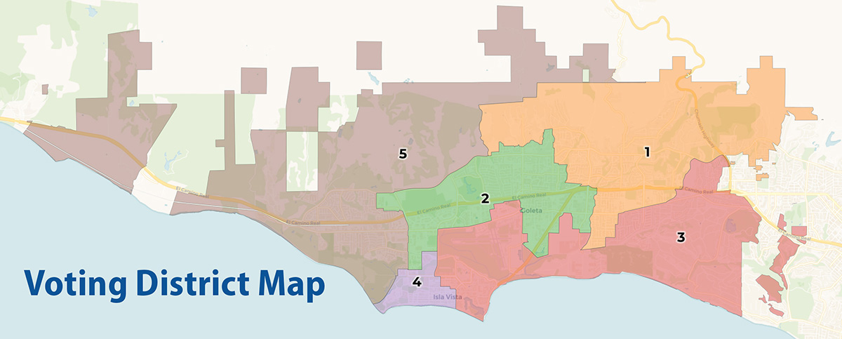 Goleta Water District Final Voting District Map Graphic Image 